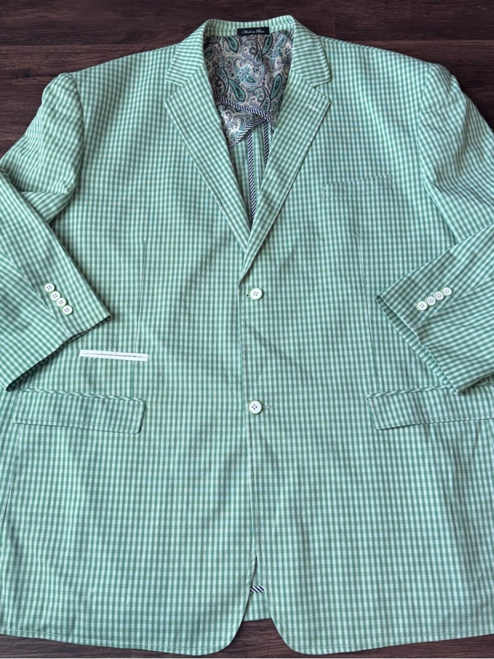 Inserch Blazer Men's 6XL Green 2 Button Front Limited Edition Style Italy Jacket